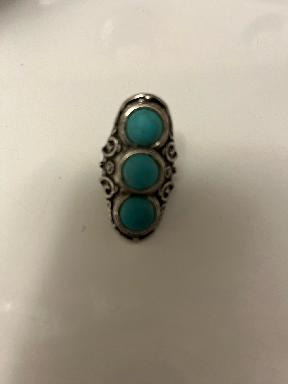 Sterling Silver Triple Turquoise Oval Ring